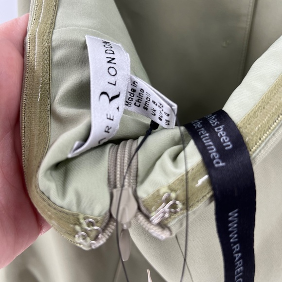 RARE LONDON TAILORED HALTERED GOLD BUTTON VEST DETAIL MINI DRESS IN OLIVE GREEN - Picture 10 of 10